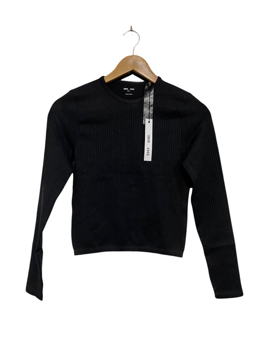 ASOS  |S | BUST 13 | A74|  BLACK RIBBED LONG SLEEVE TOP