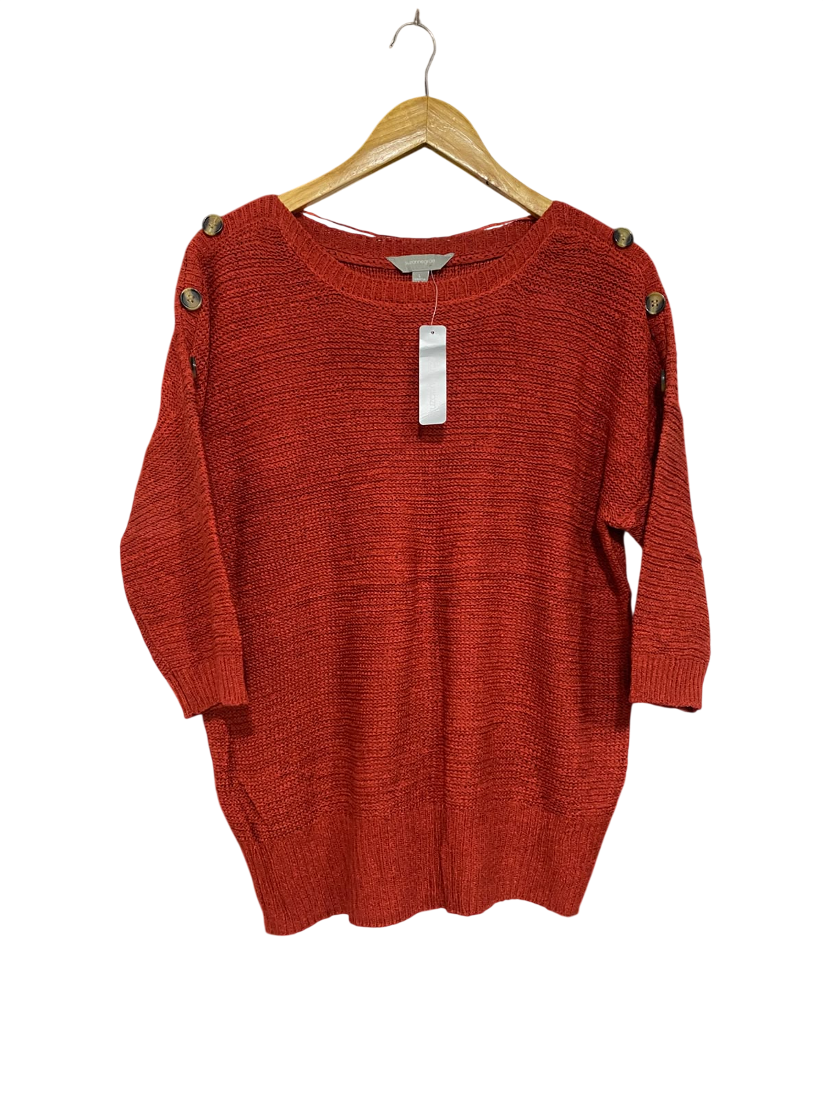 SUZANNE |L | BUST 22 | A74|  GRAE RUST BUTTON DETAIL KNIT SWEATER