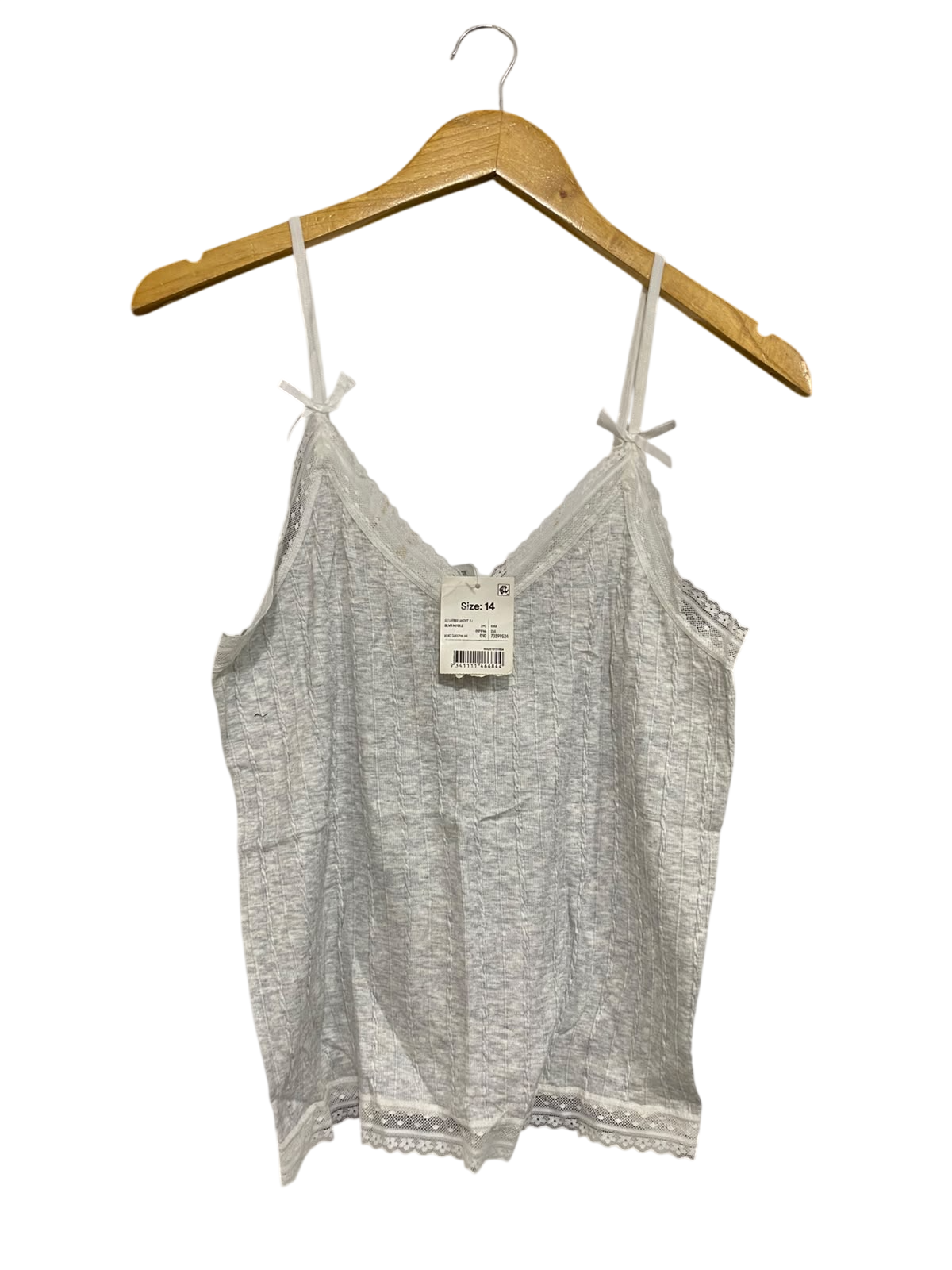 ANKO |S | BUST 15 | A74|  GREY LACE-TRIM CAMISOLE TOP
