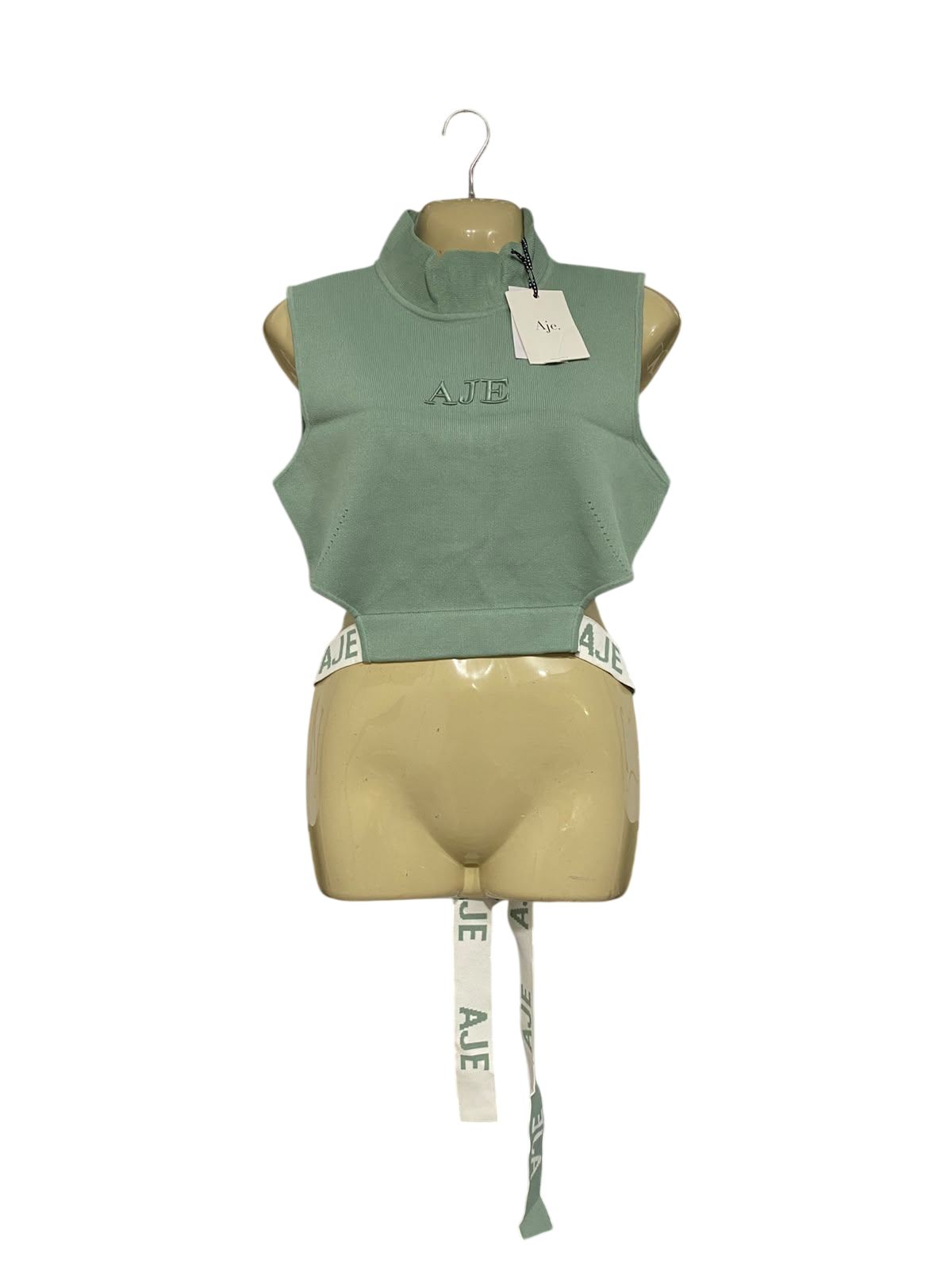 AJE |XL | BUST 17 | A74|  SAGE GREEN SLEEVELESS CROPPED KNIT TOP