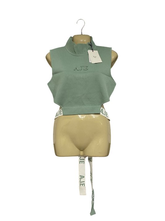 AJE |XL | BUST 17 | A74|  SAGE GREEN SLEEVELESS CROPPED KNIT TOP