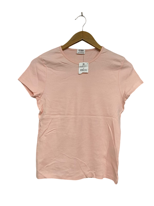 COTTON ON |XL | BUST 16 | A74 |  PASTEL PINK RIBBED SHORT-SLEEVE T-SHIRT