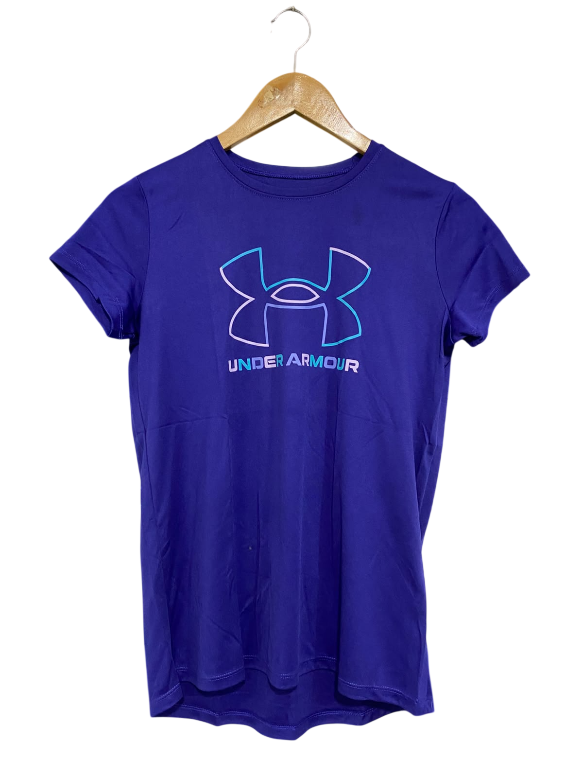 UNDER ARMOUR |M | BUST 17 | A74 |  BLUE LOGO ATHLETIC T-SHIRT