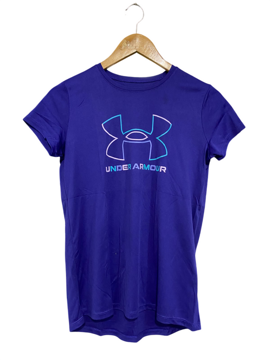 UNDER ARMOUR |M | BUST 17 | A74 |  BLUE LOGO ATHLETIC T-SHIRT
