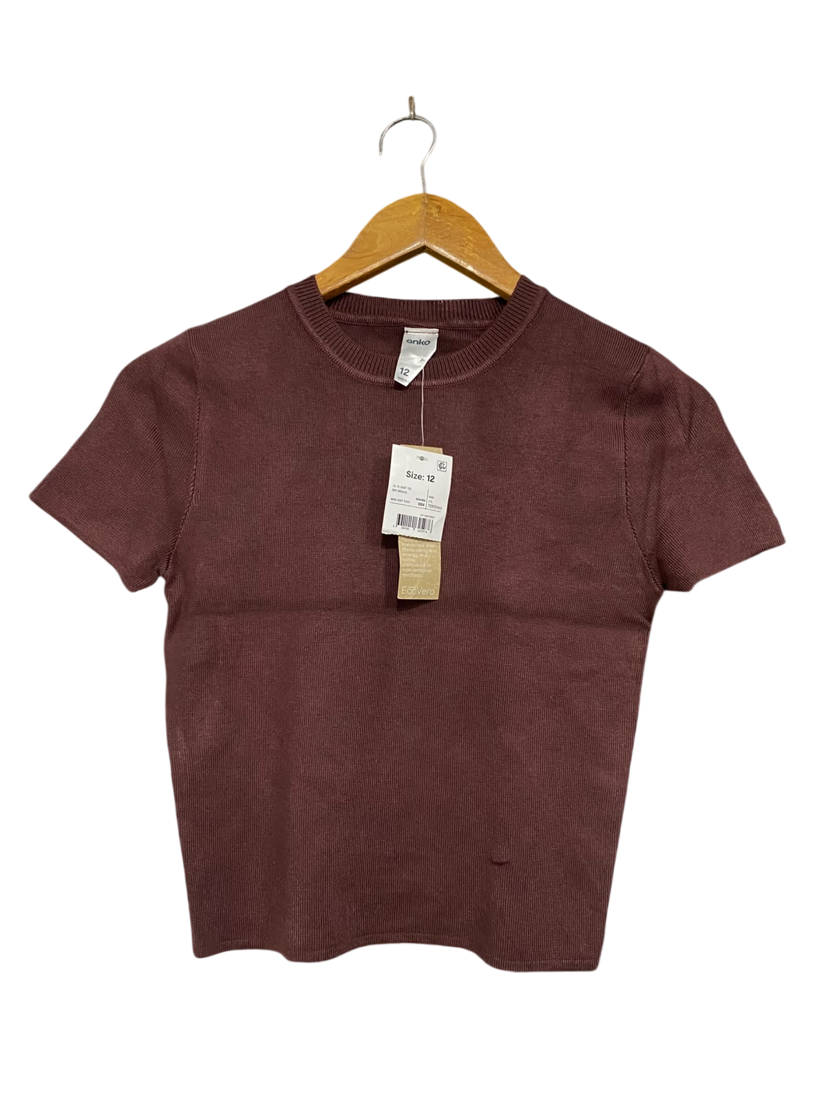 ANKO |S | BUST 14 | A74 |  MAUVE/MAROON SHORT-SLEEVE KNIT TOP