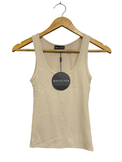 WHITE FOX |XS | BUST 11 | A74 |  BEIGE RIBBED SCOOP-NECK TANK TOP