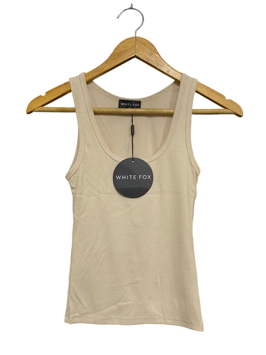 WHITE FOX |XS | BUST 11 | A74 |  BEIGE RIBBED SCOOP-NECK TANK TOP