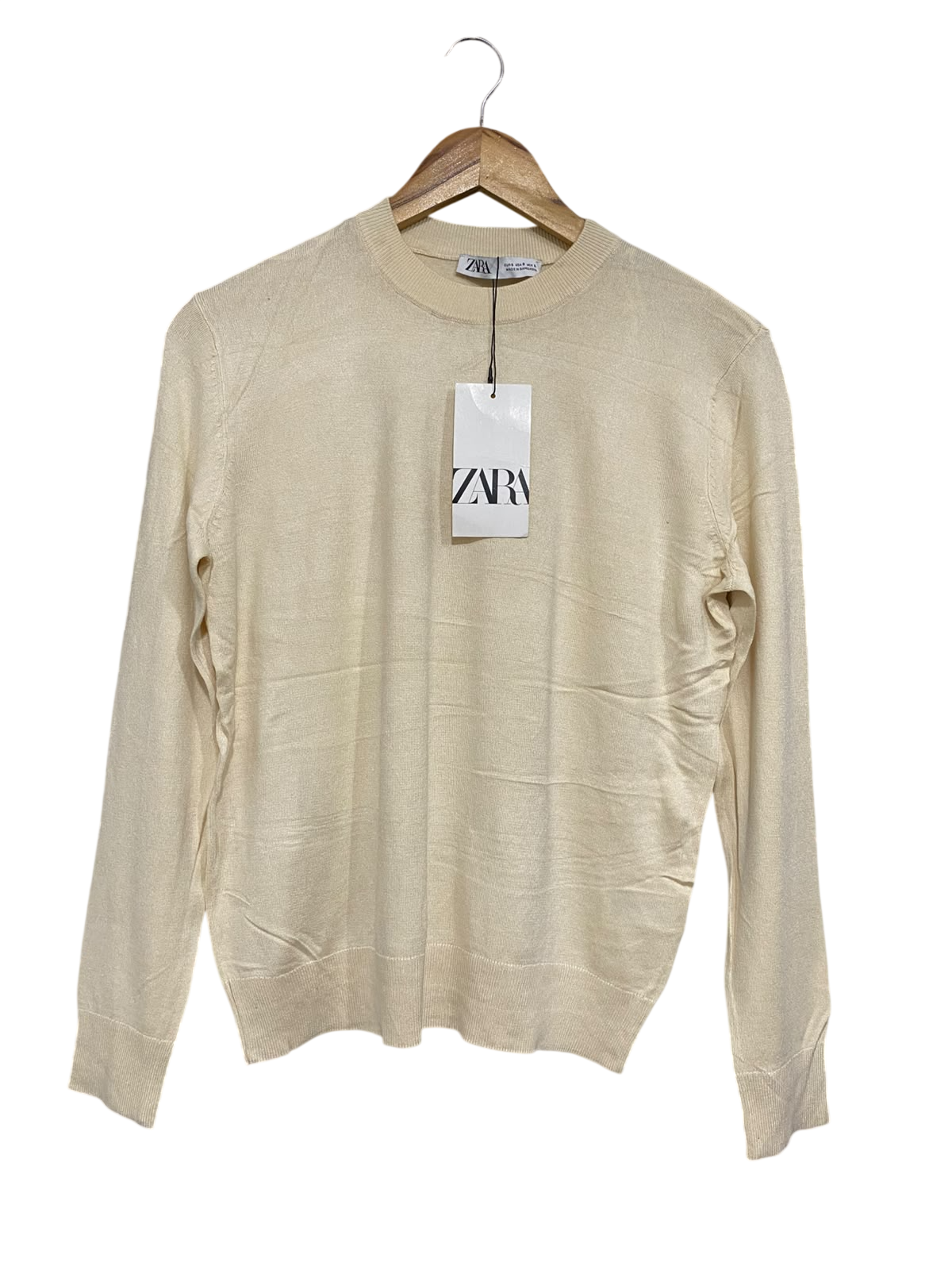ZARA |S | BUST 19 | A74 |  BEIGE CREW-NECK KNIT JUMPER