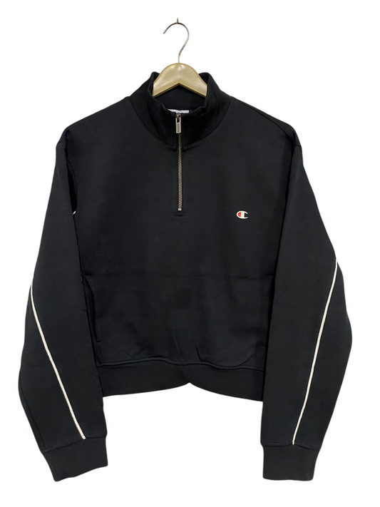 CHAMPION | M| BUST 22 | A75|  BLACK QUARTER-ZIP ATHLETIC SWEATSHIRT