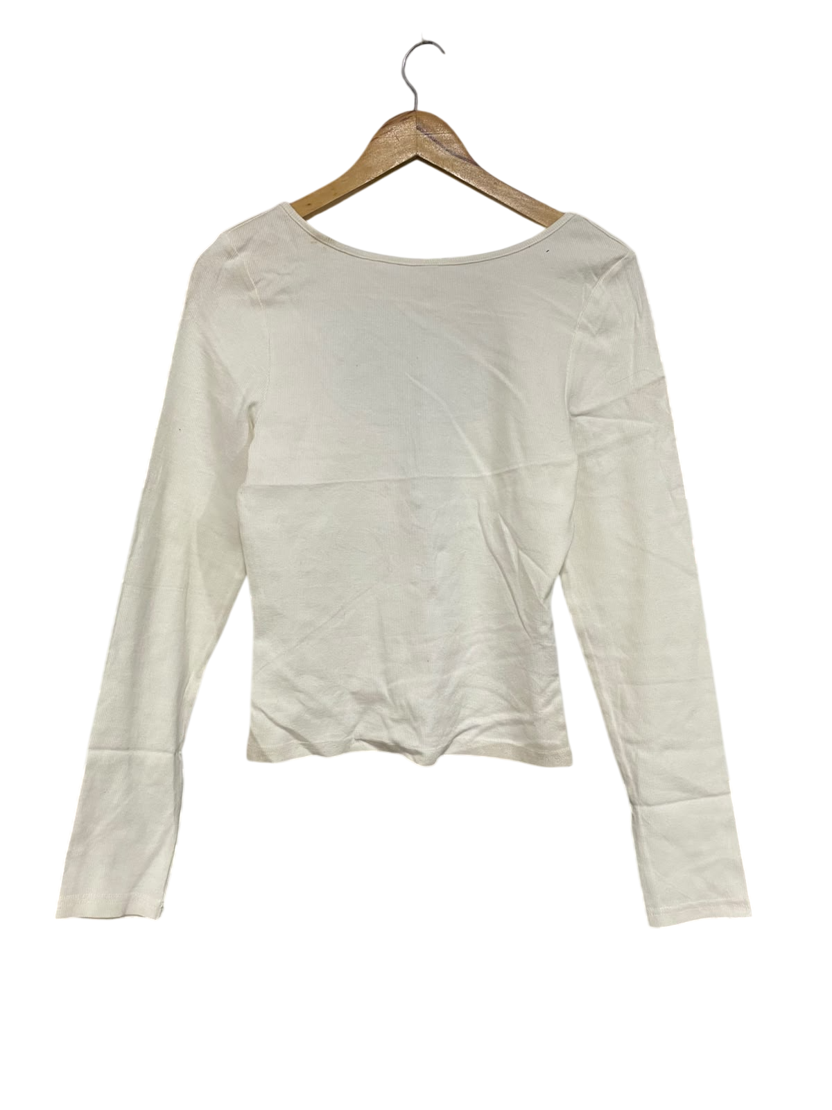 AERE |M | BUST 16 | A75|  WHITE RIBBED LONG-SLEEVE BASIC TOP