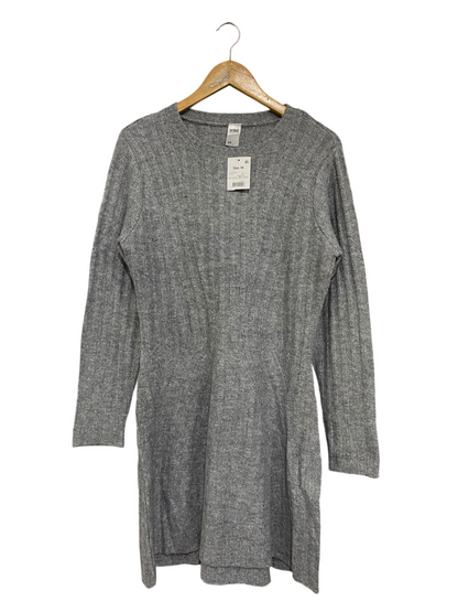 ANKO |L | BUST 18 | A75|  GREY MELANGE RIBBED CREW-NECK KNIT DRESS