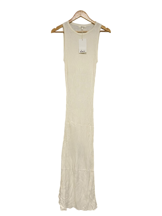 DAZIE |L | BUST 12 | A75|  CREAM SLEEVELESS RIBBED KNIT MIDI DRESS