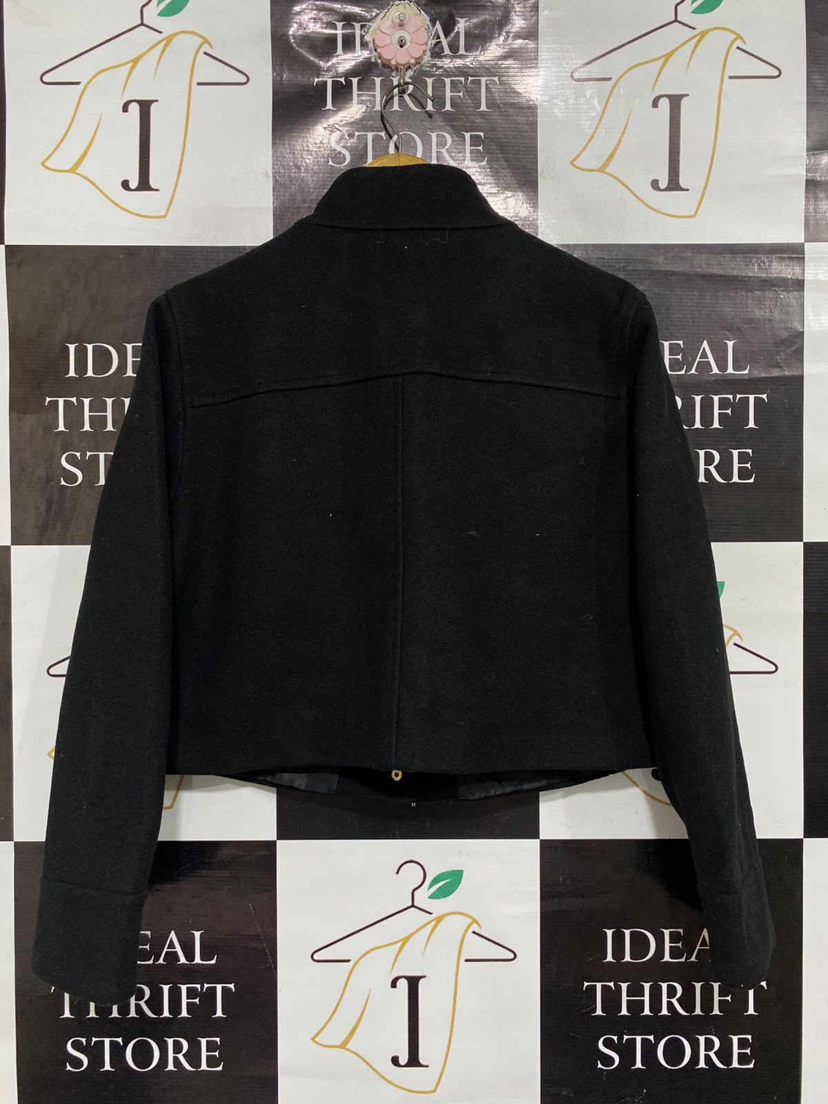RIVER ISLAND | M | BUST 22 | A75|  STUDIOS BLACK GOLD-BUTTON STAND-COLLAR JACKET