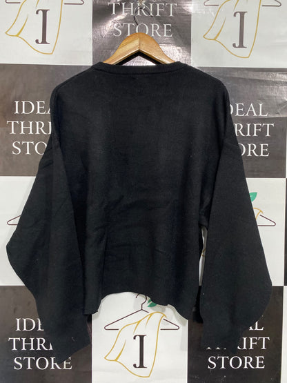 COTTON ON |M | BUST 24 | A75|  BLACK DROP-SHOULDER CREW-NECK JUMPER