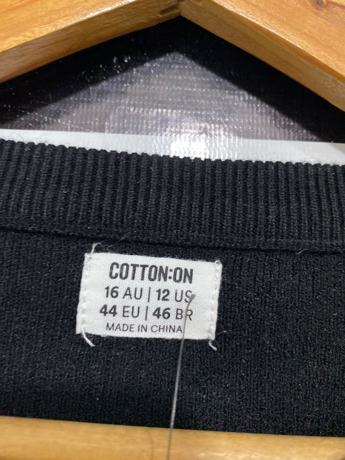 COTTON ON |M | BUST 24 | A75|  BLACK DROP-SHOULDER CREW-NECK JUMPER