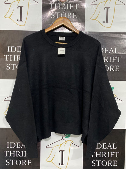 COTTON ON |M | BUST 24 | A75|  BLACK DROP-SHOULDER CREW-NECK JUMPER