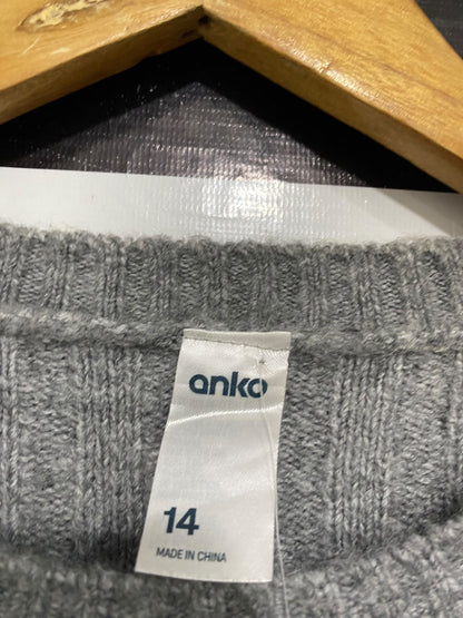 ANKO |L | BUST 18 | A75|  GREY MELANGE RIBBED CREW-NECK KNIT DRESS