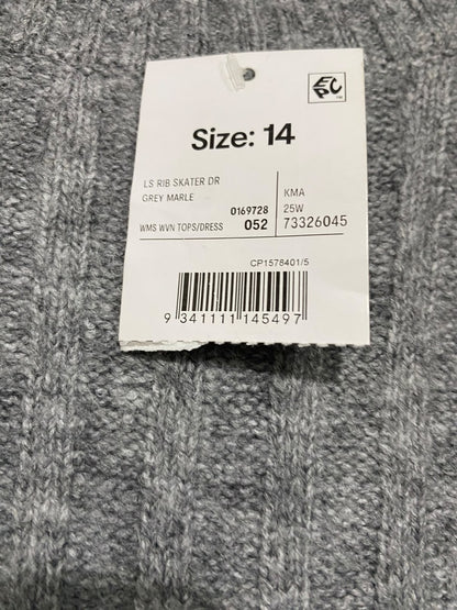 ANKO |L | BUST 18 | A75|  GREY MELANGE RIBBED CREW-NECK KNIT DRESS