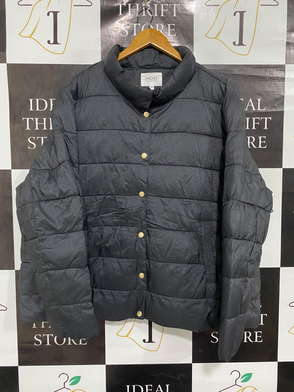 KHOKO COLLECTION |L | BUST 27 | A75|  BLACK QUILTED PUFFER JACKET