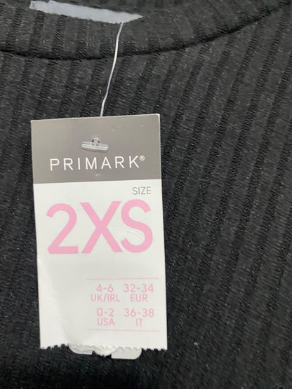 PRIMARK |XS | BUST 19 | A75|  BLACK RIBBED CREW-NECK HIGH-LOW TOP