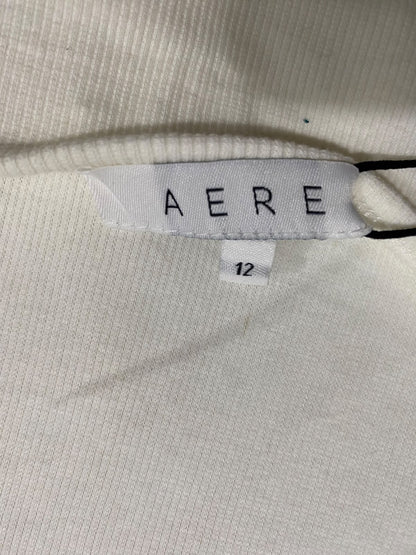AERE |M | BUST 16 | A75|  WHITE RIBBED LONG-SLEEVE BASIC TOP