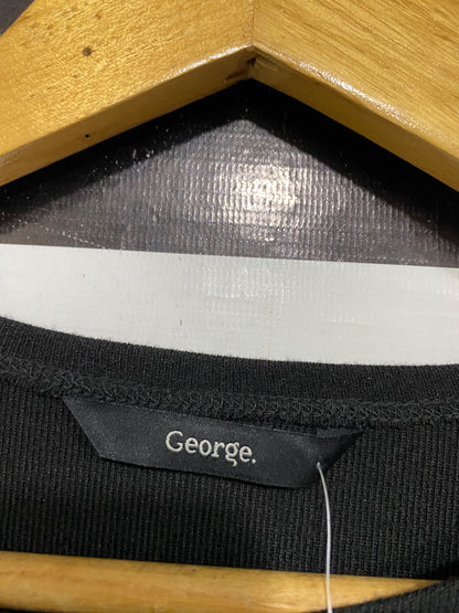 GEORGE |XL | BUST 23 | A75|  BLACK & METALLIC SILVER TWO-TONE MIDI DRESS