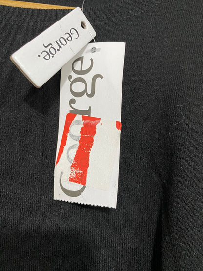 GEORGE |XL | BUST 23 | A75|  BLACK & METALLIC SILVER TWO-TONE MIDI DRESS
