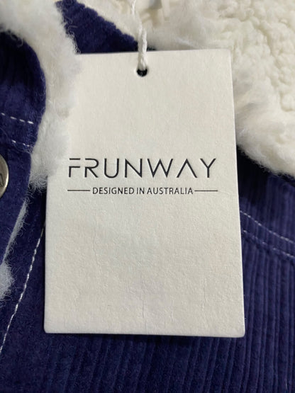 FRUNWAY | XS | A74 |  BLUE CORDUROY SHERPA-TRIM JACKET & SKIRT TWO-PIECE SET
