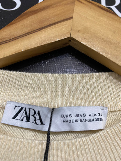 ZARA |S | BUST 19 | A74 |  BEIGE CREW-NECK KNIT JUMPER