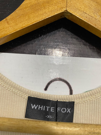WHITE FOX |XS | BUST 11 | A74 |  BEIGE RIBBED SCOOP-NECK TANK TOP
