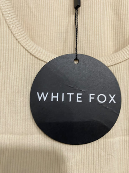 WHITE FOX |XS | BUST 11 | A74 |  BEIGE RIBBED SCOOP-NECK TANK TOP
