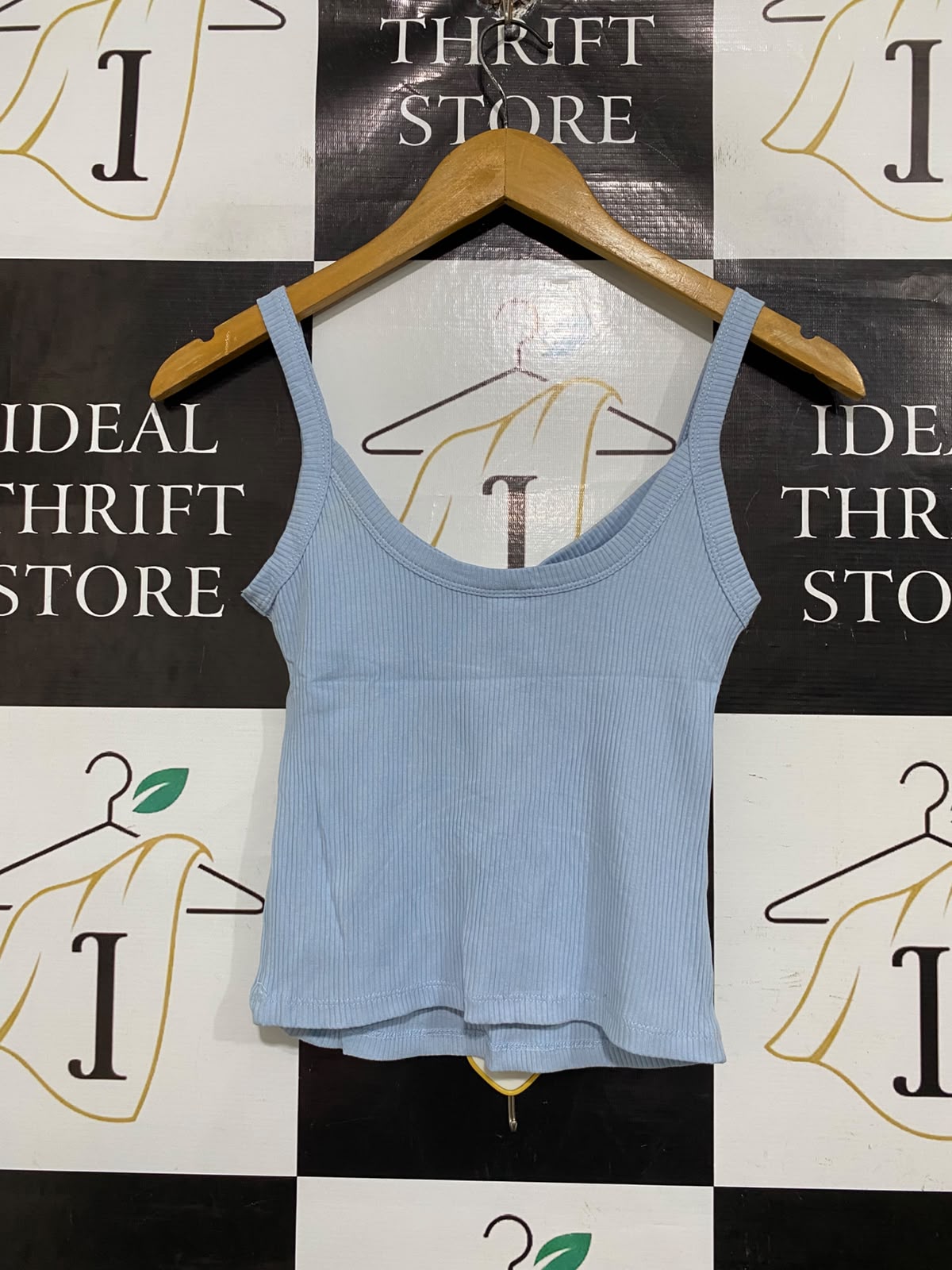 ANKO | S | BUST 13 | A74 |  BABY BLUE RIBBED SCOOP-NECK TANK TOP