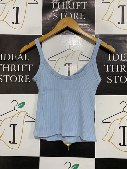 ANKO | S | BUST 13 | A74 |  BABY BLUE RIBBED SCOOP-NECK TANK TOP