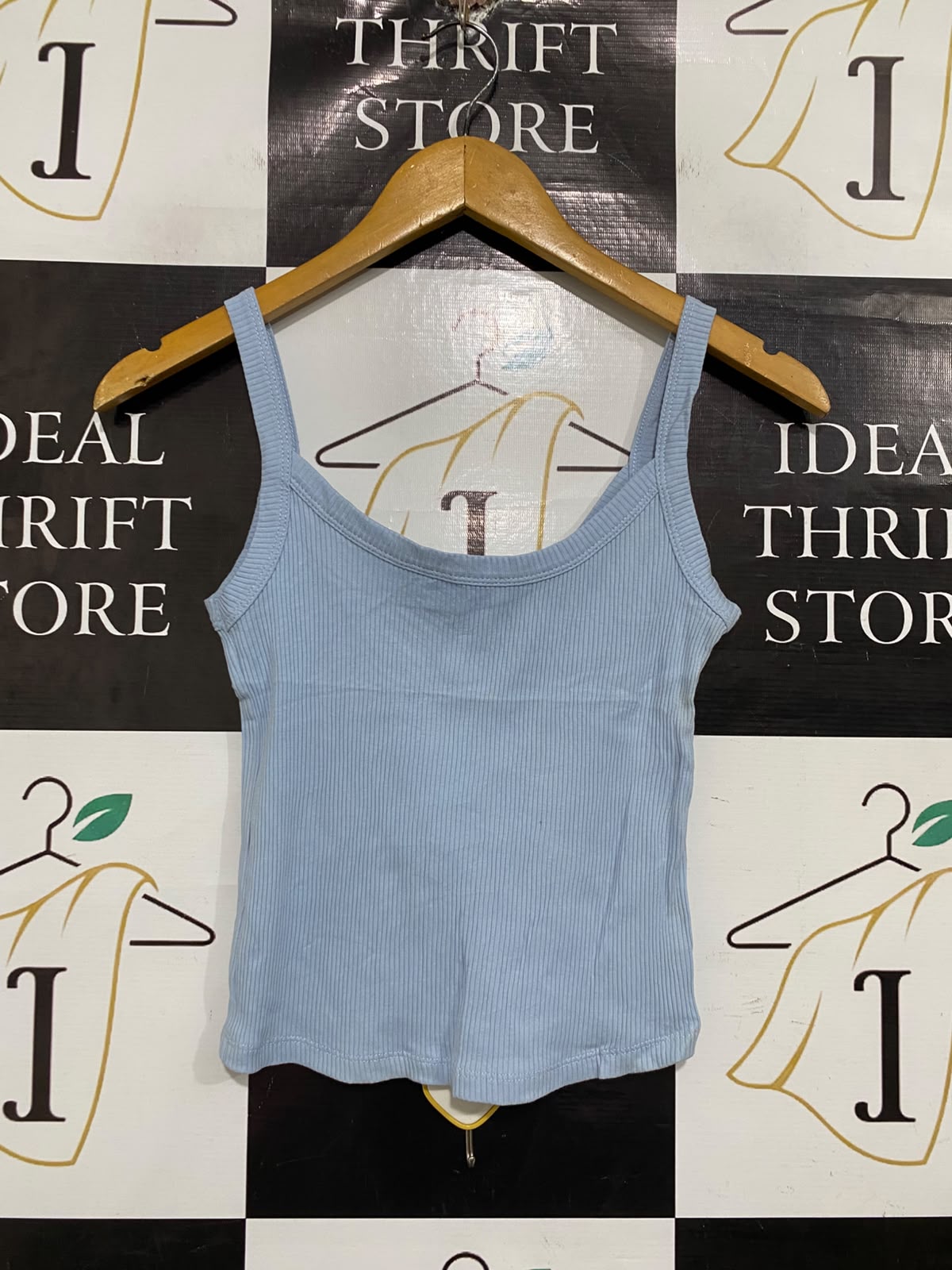 ANKO | S | BUST 13 | A74 |  BABY BLUE RIBBED SCOOP-NECK TANK TOP