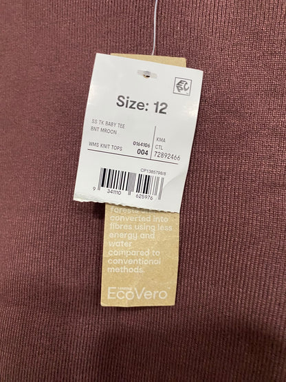 ANKO |S | BUST 14 | A74 |  MAUVE/MAROON SHORT-SLEEVE KNIT TOP