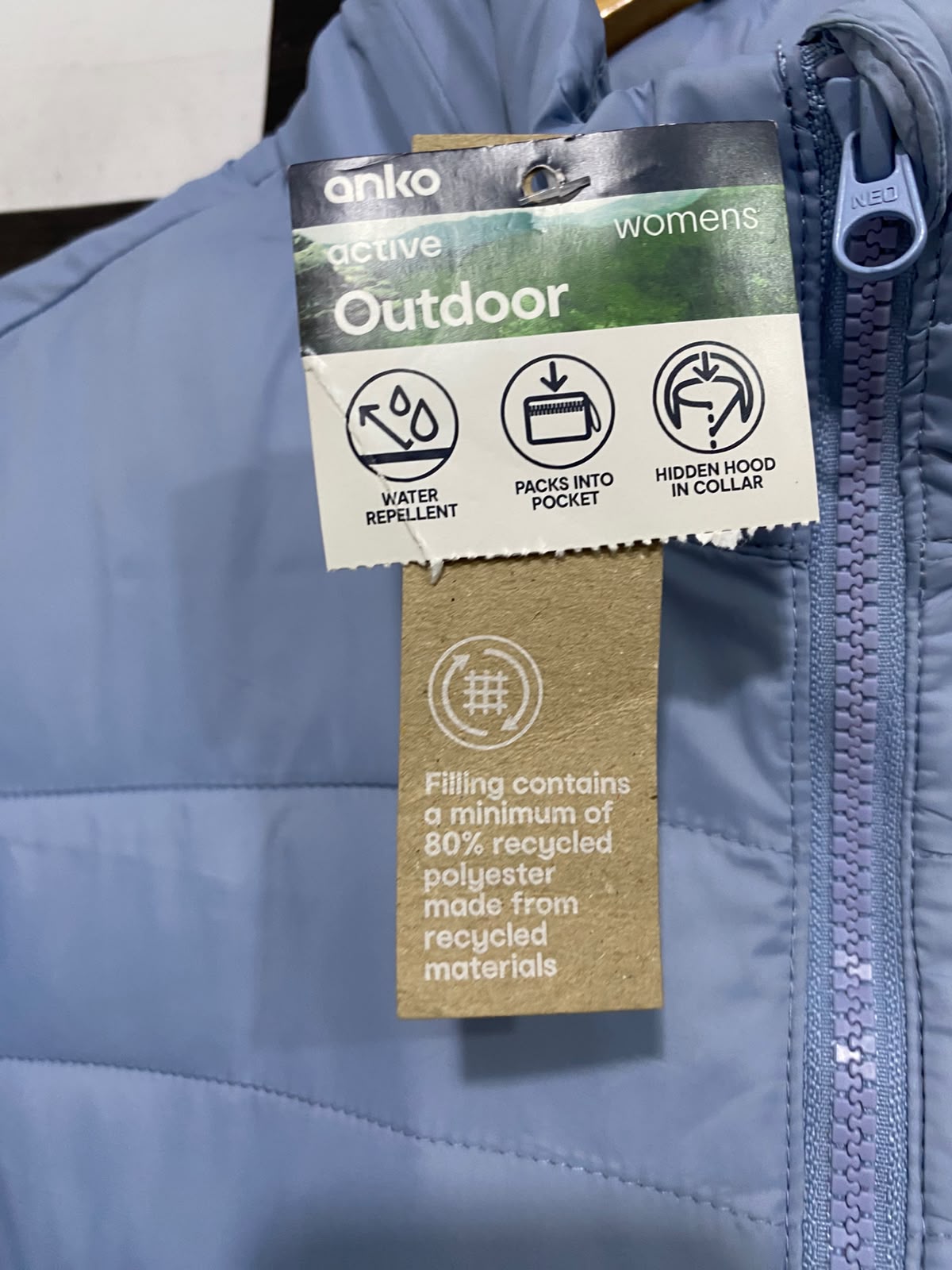 ANKO ACTIVE |S | BUST 19 | A74 |  OUTDOOR BLUE PACKABLE PUFFER JACKET