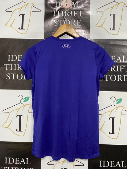 UNDER ARMOUR |M | BUST 17 | A74 |  BLUE LOGO ATHLETIC T-SHIRT