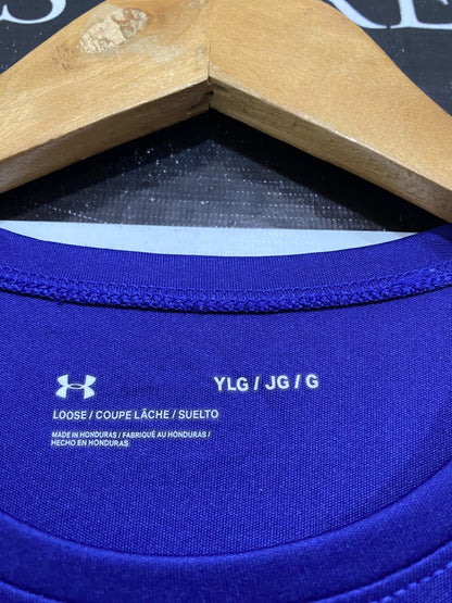 UNDER ARMOUR |M | BUST 17 | A74 |  BLUE LOGO ATHLETIC T-SHIRT