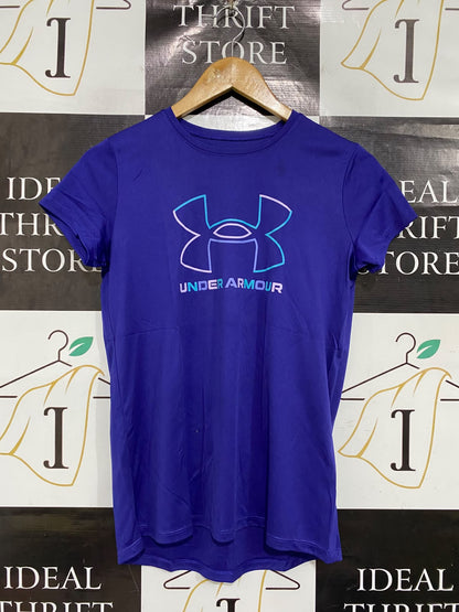 UNDER ARMOUR |M | BUST 17 | A74 |  BLUE LOGO ATHLETIC T-SHIRT