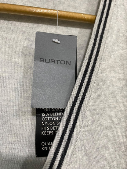BURTON  |XL | BUST 23 | A74|  GREY STRIPED BUTTON-DOWN CARDIGAN