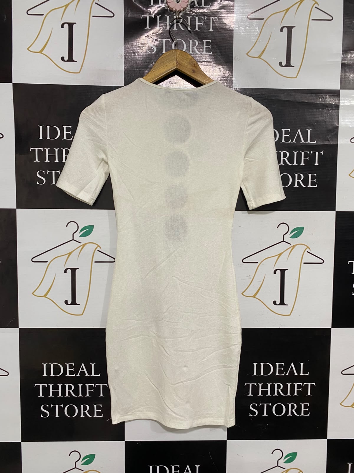 LIONESS |XS | BUST 13 | A74|  WHITE RING CUT-OUT MINI DRESS