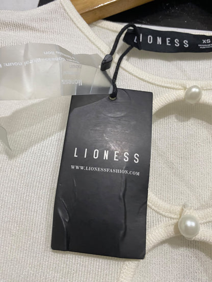 LIONESS |XS | BUST 13 | A74|  WHITE RING CUT-OUT MINI DRESS