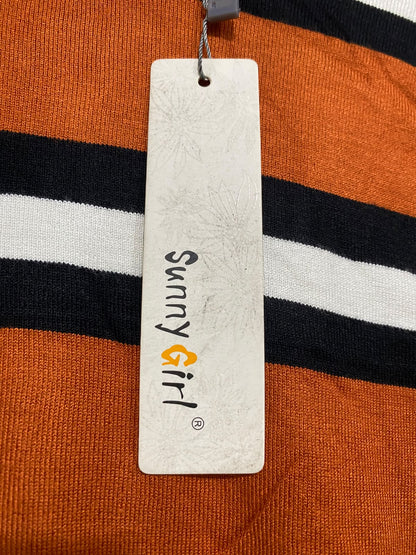 SUNNY GIRL |S | BUST 16 | A74|  ORANGE STRIPED LONG SLEEVE KNIT SWEATER