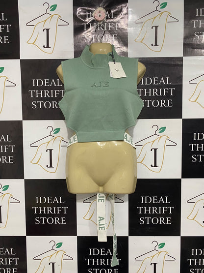 AJE |XL | BUST 17 | A74|  SAGE GREEN SLEEVELESS CROPPED KNIT TOP