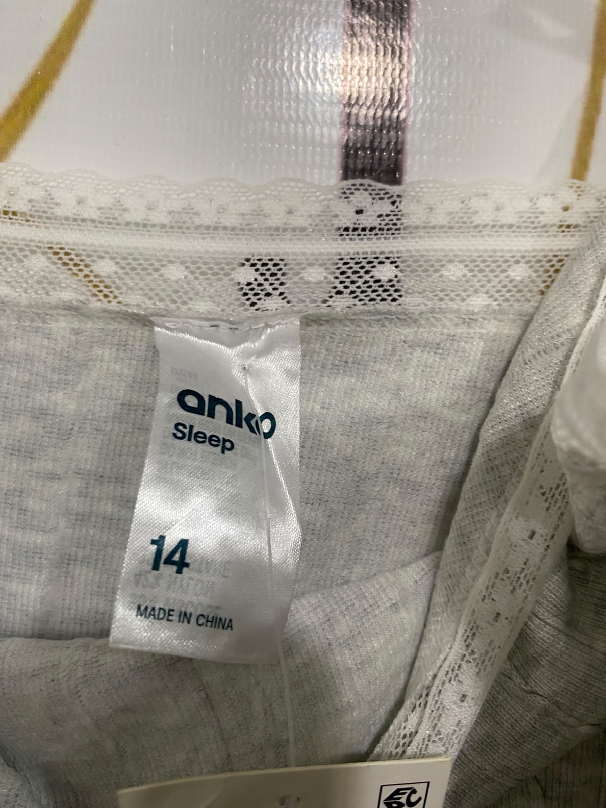 ANKO |S | BUST 15 | A74|  GREY LACE-TRIM CAMISOLE TOP