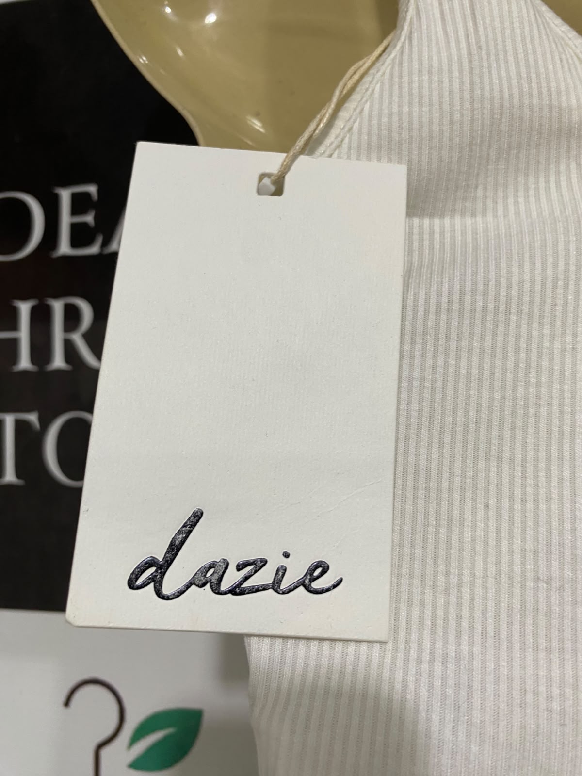 DAZIE |M| BUST 16 | A74|  WHITE RIBBED CROP TANK TOP
