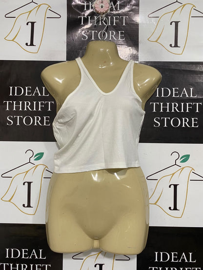 DAZIE |M| BUST 16 | A74|  WHITE RIBBED CROP TANK TOP