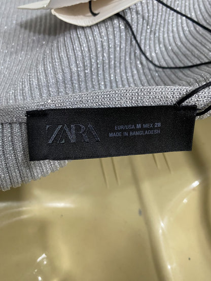 ZARA  |M | BUST 15 | A74|  SILVER SHIMMER METALLIC TANK TOP