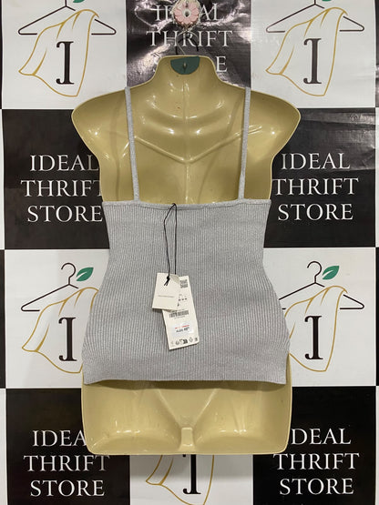 ZARA  |M | BUST 15 | A74|  SILVER SHIMMER METALLIC TANK TOP