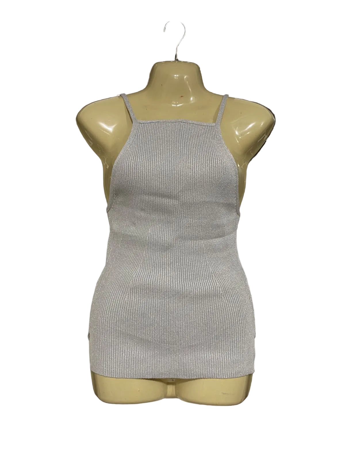 ZARA  |M | BUST 15 | A74|  SILVER SHIMMER METALLIC TANK TOP